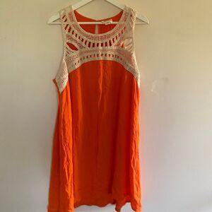 Sand & Spirit large orange dress with lace & sleeveless